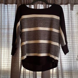 Ana Black and White Stripe 3/4 Sleeve Warm Sweater